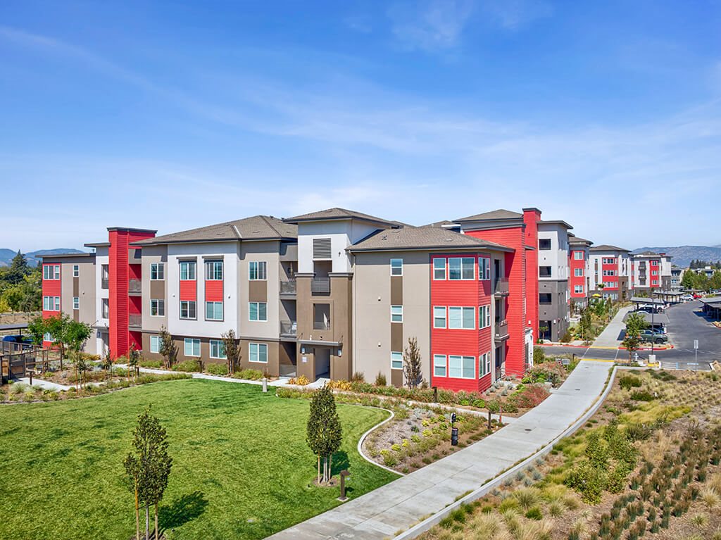 Walkway outside at The Braydon Apartments in Napa CA